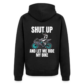 Motorcycle Lifestyle / Motorrad / Motorräder biker - Unisex Premium Bio Zip Hoodie - Schwarz - Hinten - Nico (187cm)