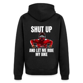 Motocross / Enduro / Freestyle mx / Dirtbike retro - Unisex Premium Bio Zip Hoodie - Schwarz - Hinten - Nico (187cm)