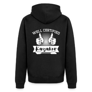 Kayaker Kayaking - Unisex Premium Bio Zip Hoodie - Schwarz - Hinten - Nico (187cm)