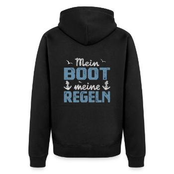 My boat, my rules, sailors, boaters, captain - Unisex Premium Organic Zip Hoodie - black - Back - Nico (187cm)