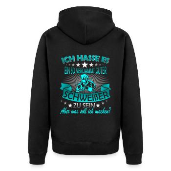 Schweißer Metallbauer Schweisser Schweißen - Unisex Premium Bio Zip Hoodie - Schwarz - Hinten - Nico (187cm)