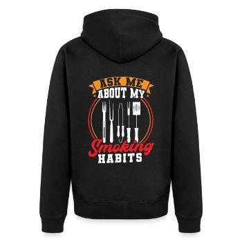 BBQ SMOKE PORK BEAF CHICKEN ID SMOKE THAT GESCHENK - Unisex Premium Bio Zip Hoodie - Schwarz - Hinten - Nico (187cm)