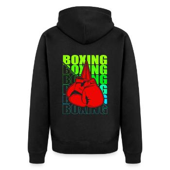 Boxen Martial Arts Boxing Box Club Boxer - Unisex Premium Bio Zip Hoodie - Schwarz - Hinten - Nico (187cm)