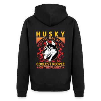 Husky official dog of the coolest people in the - Unisex Premium Bio Zip Hoodie - Schwarz - Hinten - Nico (187cm)