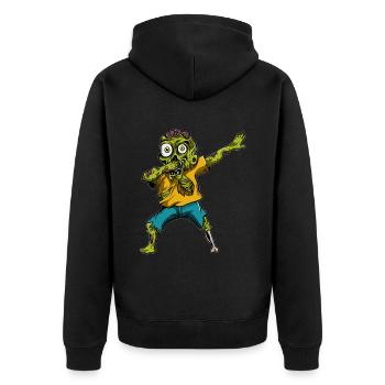 Zombie Pumpkin Zombie Dabbing Halloween - Unisex Premium Organic Zip Hoodie - black - Back - Nico (187cm)
