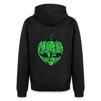 Alien Pumpkin Glowing Skeleton Halloween - Unisex Premium Organic Zip Hoodie - black - Back - Nico (187cm)