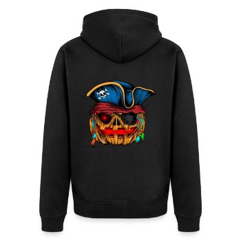 Pirate Pumpkin Glowing Skeleton Halloween - Unisex Premium Organic Zip Hoodie - black - Back - Nico (187cm)