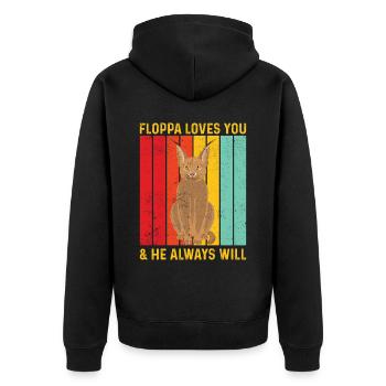 Big Floppa Caracal Retro - Unisex Premium Organic Zip Hoodie - black - Back - Nico (187cm)
