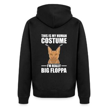 Great Floppa Caracal - Unisex Premium Organic Zip Hoodie - black - Back - Nico (187cm)