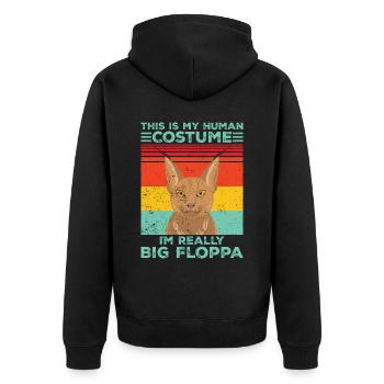 Great Floppa Caracal - Unisex Premium Organic Zip Hoodie - black - Back - Nico (187cm)