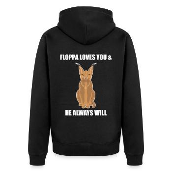 Big Floppa Caracal Cat Meme - Unisex Premium Organic Zip Hoodie - black - Back - Nico (187cm)