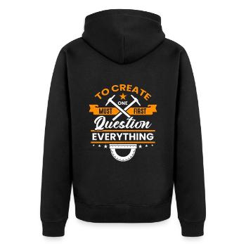 Architecture To Create One Must First Engineering - Unisex Premium Organic Zip Hoodie - black - Back - Nico (187cm)