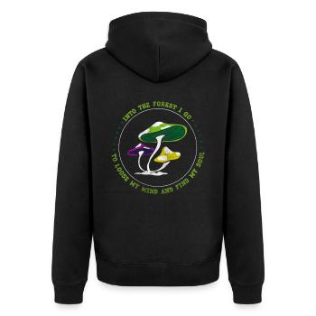 Into The Forest I Go Foraging Mushroom Hunting - Unisex Premium Bio Zip Hoodie - Schwarz - Hinten - Nico (187cm)