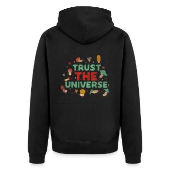 Trust The Universe Hippie Mushroom - Unisex Premium Organic Zip Hoodie - black - Back - Nico (187cm)