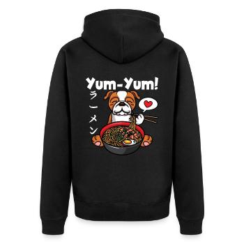 Anime Bulldog Ramen Nouilles Chien Kawaii - Veste à capuche bio Premium Unisexe - noir - Dos - Nico (187cm)
