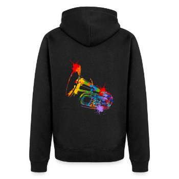 Splash Tuba Musical Musician Tubaist - Unisex Premium Bio Zip Hoodie - Schwarz - Hinten - Nico (187cm)