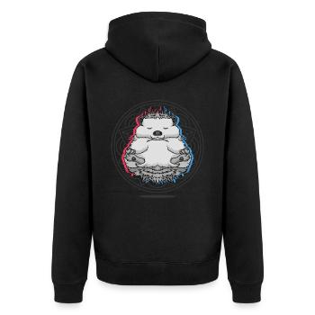 Namaste Hedgehog Mandala Lotus Meditation Hedgehog - Unisex Premium Bio Zip Hoodie - Schwarz - Hinten - Nico (187cm)