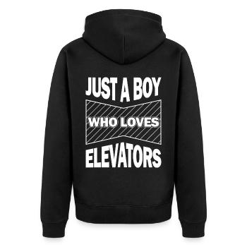 Elevator f I'm just here to ride the elevator - Unisex Premium Organic Zip Hoodie - black - Back - Nico (187cm)