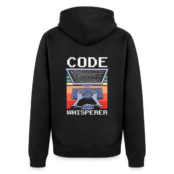 Code Flüsterer Programmierer Coding Coder - Unisex Premium Bio Zip Hoodie - Schwarz - Hinten - Nico (187cm)