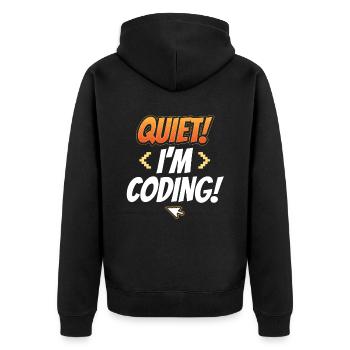 Silent I Programming Coding Coder Programming - Unisex Premium Organic Zip Hoodie - black - Back - Nico (187cm)