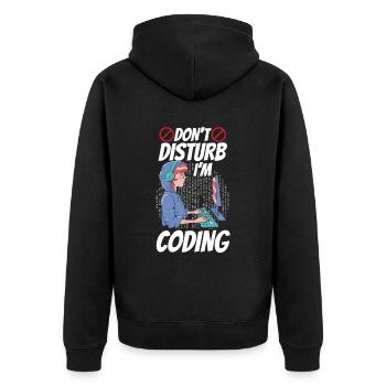 Don't bother: I program Coding Coder - Unisex Premium Organic Zip Hoodie - black - Back - Nico (187cm)