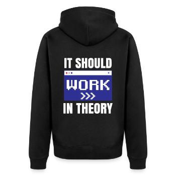 In Der Theorie Sollte Es Funktionieren Coding Code - Unisex Premium Bio Zip Hoodie - Schwarz - Hinten - Nico (187cm)
