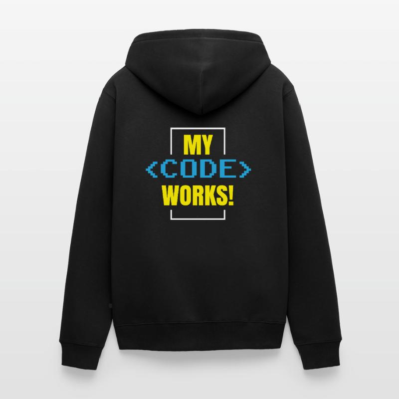 Mein Code Funktioniert Programmieren Coding Coder Unisex Premium Bio Zip Hoodie