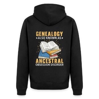 Genealogy known as ancestral possession disorder - Unisex Premium Organic Zip Hoodie - black - Back - Nico (187cm)