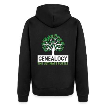 Genealogy The Ultimate Mystery Genealogists - Unisex Premium Organic Zip Hoodie - black - Back - Nico (187cm)
