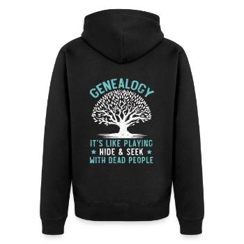 Genealogy Playing hide-and-seek with dead people - Unisex Premium Organic Zip Hoodie - black - Back - Nico (187cm)