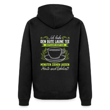 Gute Laune Tee Eskalation Lustiges gute laune - Unisex Premium Bio Zip Hoodie - Schwarz - Hinten - Nico (187cm)