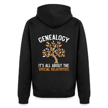 Genealogy It's all about the special relativities - Unisex Premium Organic Zip Hoodie - black - Back - Nico (187cm)