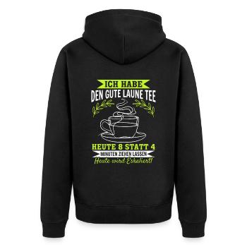 Gute Laune Tee Eskalation Lustiges gute laune - Unisex Premium Bio Zip Hoodie - Schwarz - Hinten - Nico (187cm)