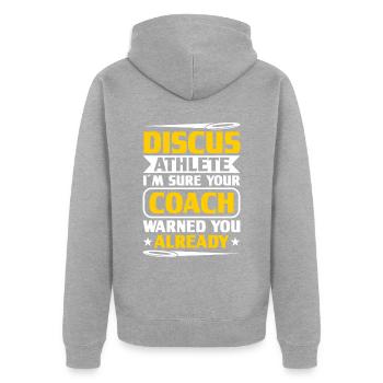 Diskuswurf Diskuswerfer Leichtathletik Diskus - Unisex Premium Bio Zip Hoodie - Grau meliert - Hinten - Nico (187cm)