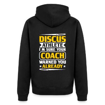 Discus Throw Discus Thrower Athletics Discus - Unisex Premium Organic Zip Hoodie - black - Back - Nico (187cm)