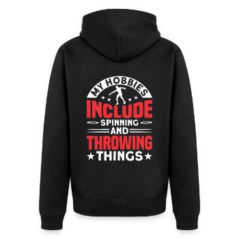 Discus Throw Discus Thrower Athletics Discus - Unisex Premium Organic Zip Hoodie - black - Back - Nico (187cm)