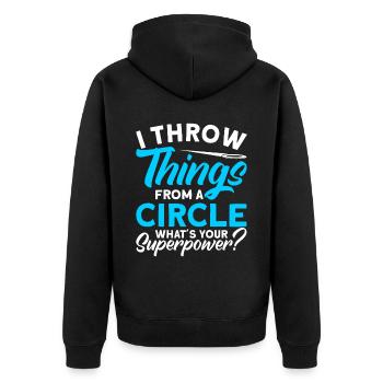 Discus Throw Discus Thrower Athletics Discus - Unisex Premium Organic Zip Hoodie - black - Back - Nico (187cm)