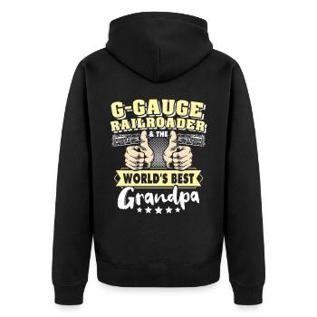 Gartenbahn Spur G Opa - Unisex Premium Bio Zip Hoodie - Schwarz - Hinten - Nico (187cm)