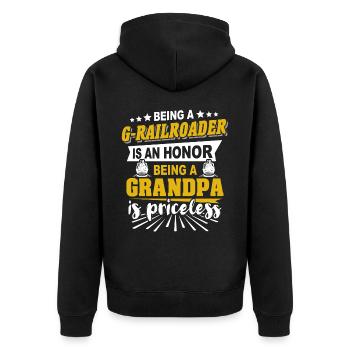 Gartenbahn Spur G Opa - Unisex Premium Bio Zip Hoodie - Schwarz - Hinten - Nico (187cm)