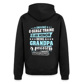 Gartenbahn Spur G Opa - Unisex Premium Bio Zip Hoodie - Schwarz - Hinten - Nico (187cm)