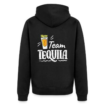 Team Tequila Alkohol Party - Unisex Premium Bio Zip Hoodie - Schwarz - Hinten - Nico (187cm)