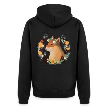 Mignon Shiba Inu Fleur Couronne Chien Race Floral P - Veste à capuche bio Premium Unisexe - noir - Dos - Nico (187cm)