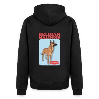Belgian Shepherd Malinois Dog Gift - Unisex Premium Organic Zip Hoodie - black - Back - Nico (187cm)