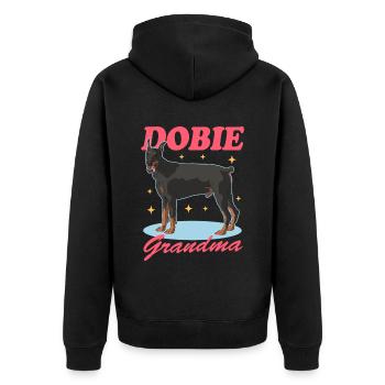 Doberman Dobie Grandma Dog Owner Gift - Unisex Premium Organic Zip Hoodie - black - Back - Nico (187cm)