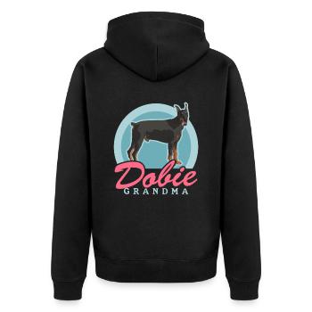 Doberman Dobie Grandma Dog Owner Gift - Unisex Premium Organic Zip Hoodie - black - Back - Nico (187cm)