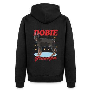 Doberman Dobie Grandpa Dog Owner Gift - Unisex Premium Organic Zip Hoodie - black - Back - Nico (187cm)