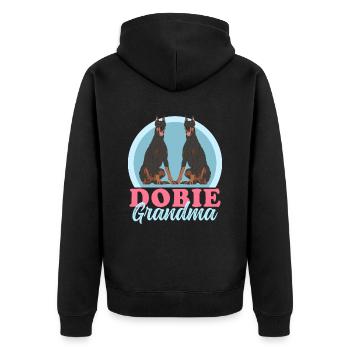 Doberman Dobie Grandma | Dog Owner Gift - Unisex Premium Organic Zip Hoodie - black - Back - Nico (187cm)