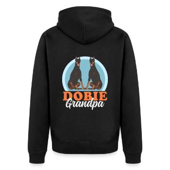 Doberman Dog Owner Dobie Grandpa Gift - Unisex Premium Organic Zip Hoodie - black - Back - Nico (187cm)