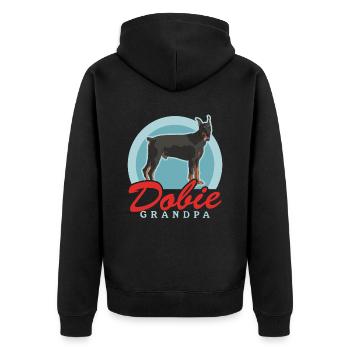 Doberman Dobie Grandpa | Dog Owner Gift - Unisex Premium Organic Zip Hoodie - black - Back - Nico (187cm)
