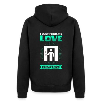 Elevator Elevator Elevator Mechanic Gift - Unisex Premium Organic Zip Hoodie - black - Back - Nico (187cm)